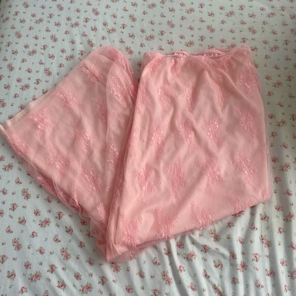 Pink Lace Maxi Skirt